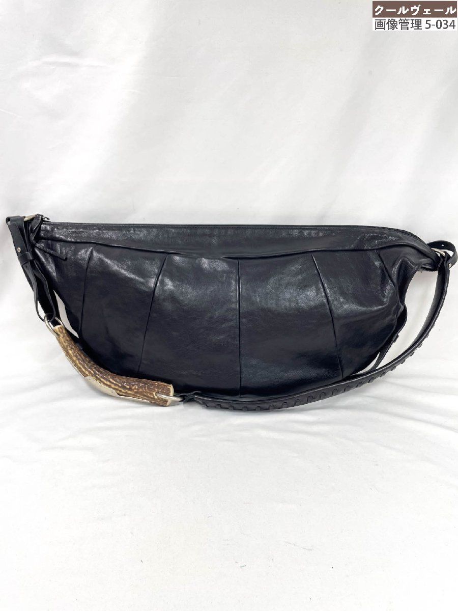 美品【イブサンローランリヴゴーシュ YSL rive gauche】トムジェラルド・r・フォード期 モンバサ 角 なめし革ショルダーバッグ(男女兼用)黒いこと★11LGB0050 【中古】