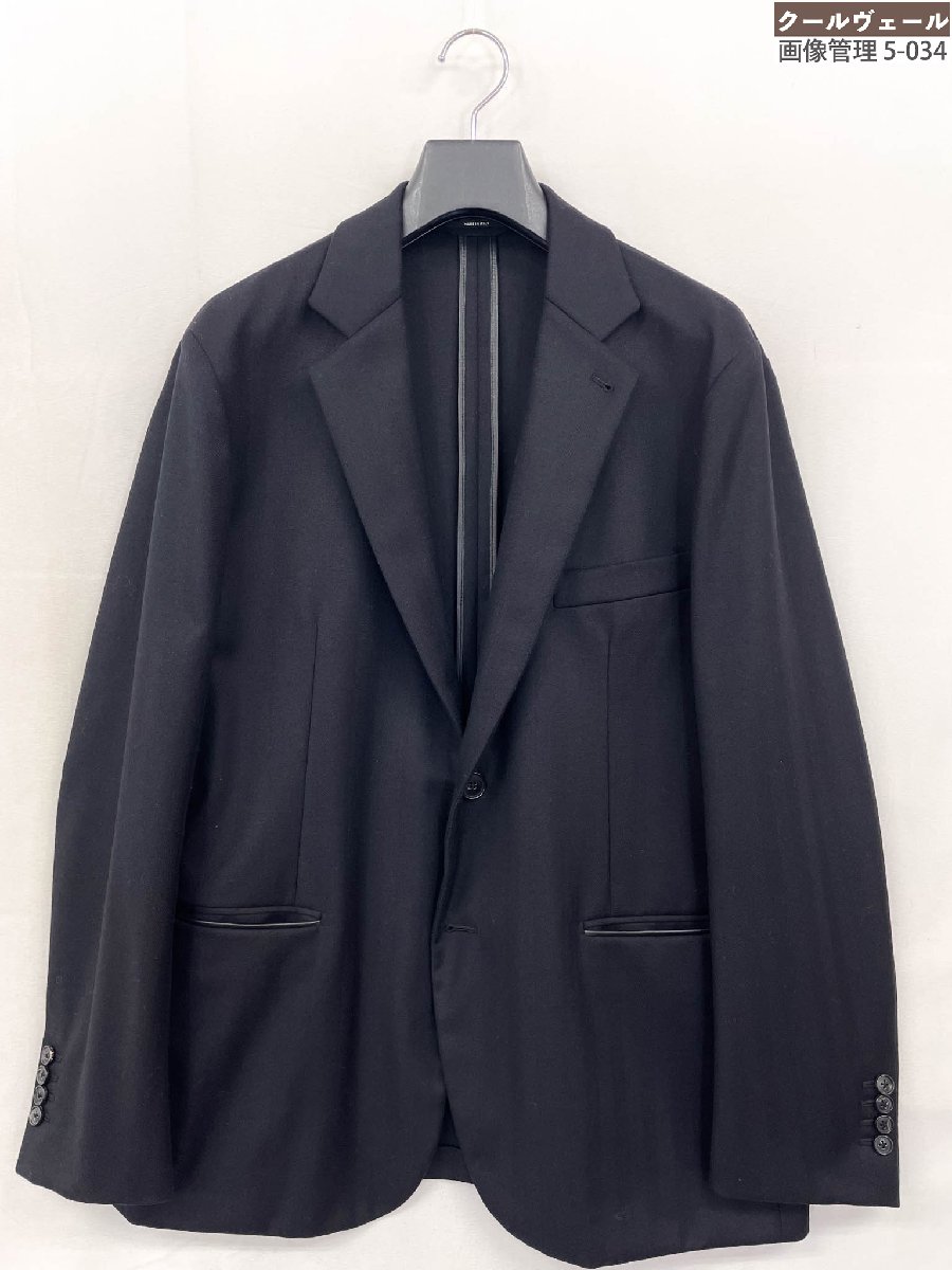 極美品【エルメス HERMES】G19912 御前上等羊毛100％出どころやや肉厚 テーラードジャケット レザーパイピング (メンズ) 54/DROP8R 黒★32MJB0302 【中古】