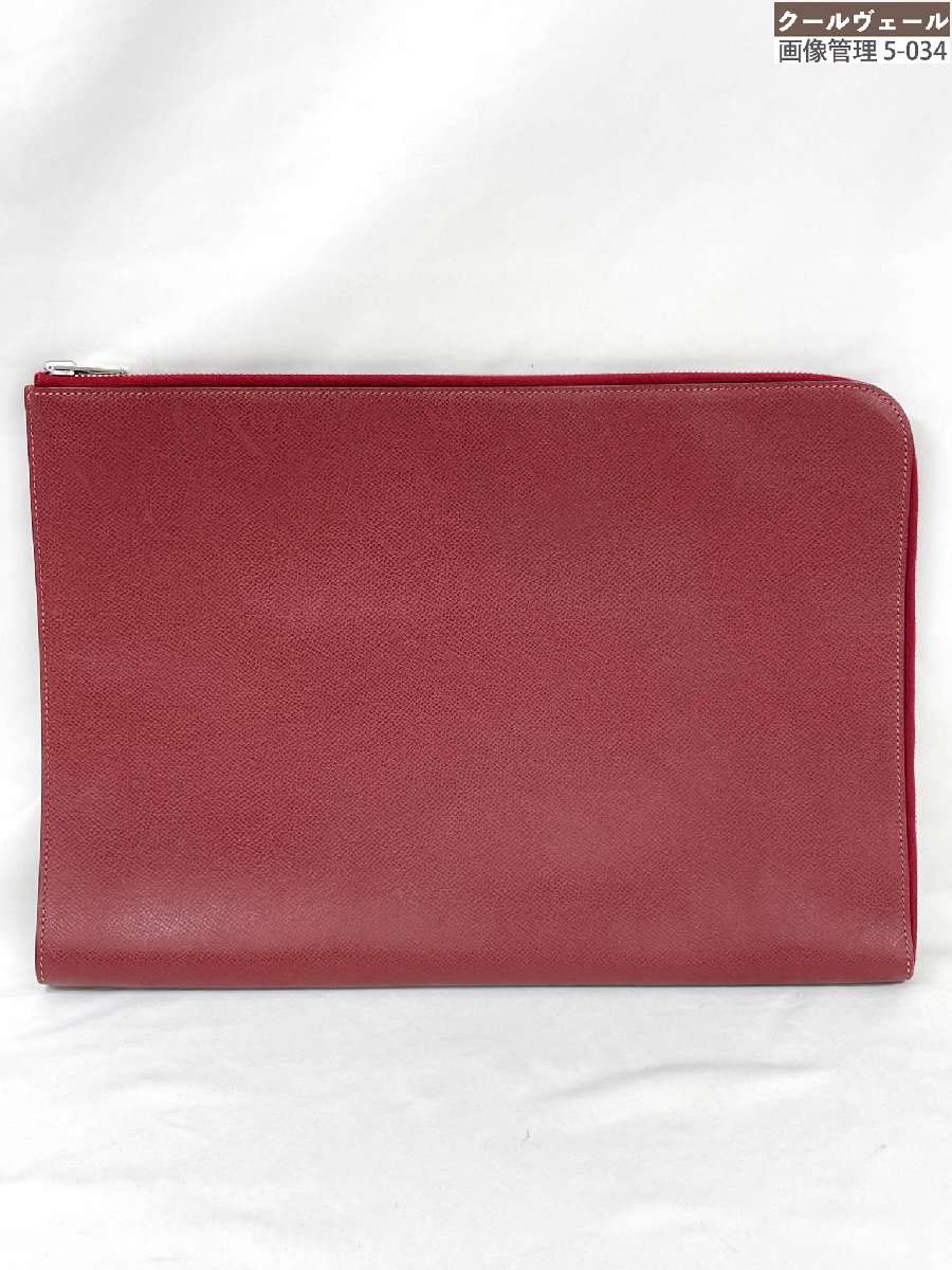 【エルメス HERMES】 □J目じるし L字チャック クラッチペダル御徒面子 二番め御徒面子  (メンズ) ボルドーワイン系 ★11MGB0069★ 【中古】