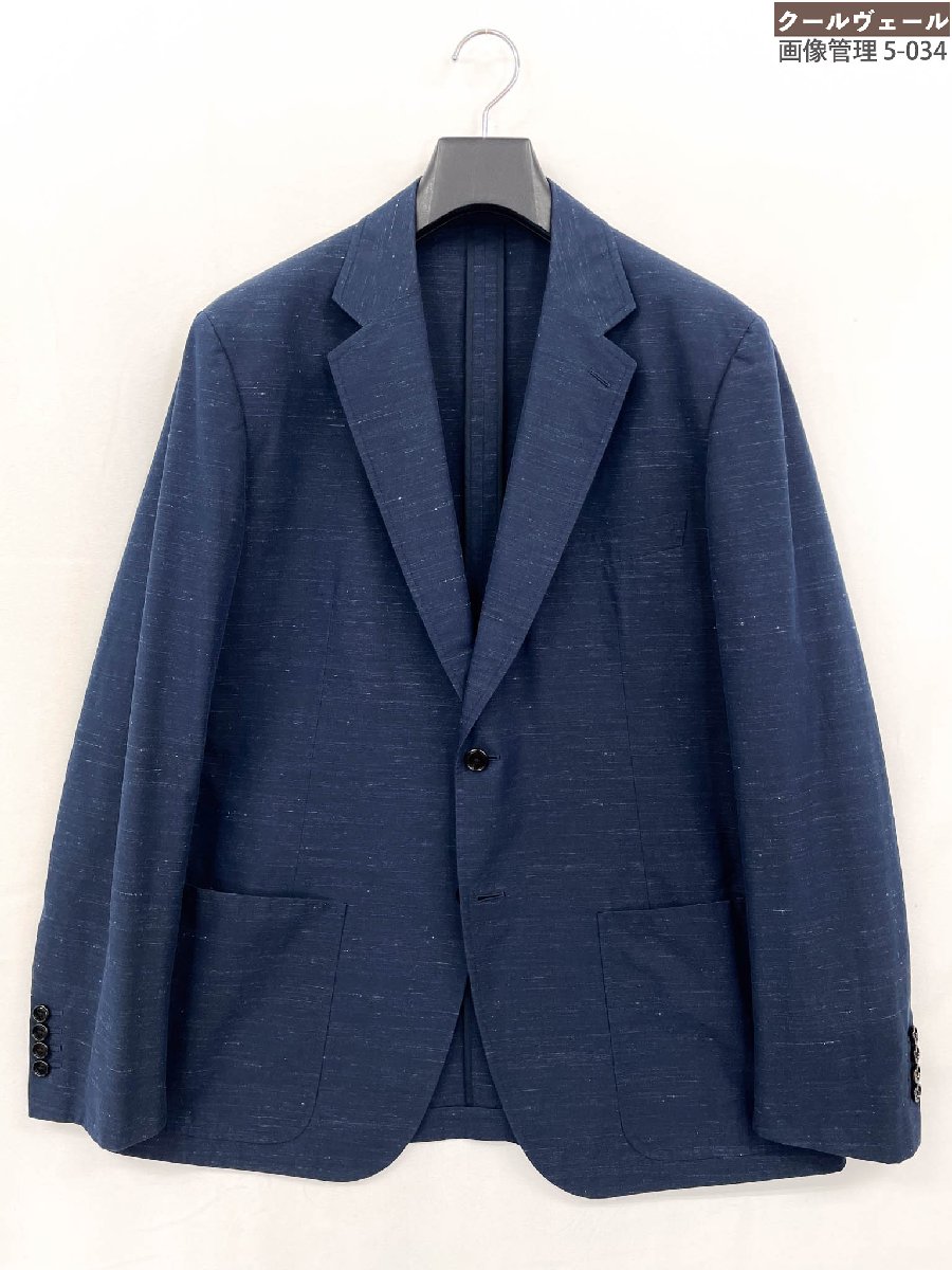 極美品【エルメス HERMES】G19804K 地絹×リネン×羊毛混 2名取り草 綿織物上衣 (メンズ) size54/8R 米国海軍 伊製★32MJB0301★ 【中古】
