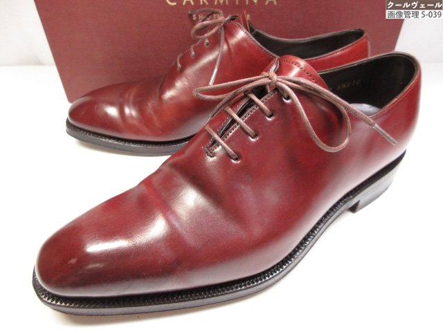 超美品【カルミナ CARMINA】広座敷撥ねのける コードバン プレーントゥ なめし革 シューズ (メンズ) size5.5 バーガンディ ★37MZB0494★ 【中古】