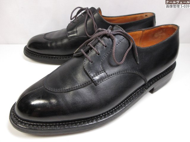 美品【JMウエストン J.M. WESTON】696 ロジェ スプリットトゥ 力くらべ 外機翼 なめし革シューズ (メンズ) size8C 黒いこと ★37MZB0490★ 【中古】