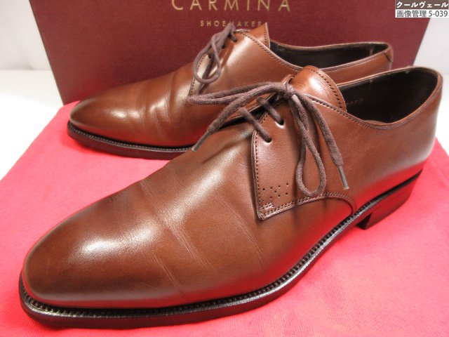 美品【カルミナ CARMINA】プレーントゥ 外羽毛 3はと目 ビブラムソール なめし革シューズ (メンズ) size5 赤銅色 ★37MZB0491★ 【中古】