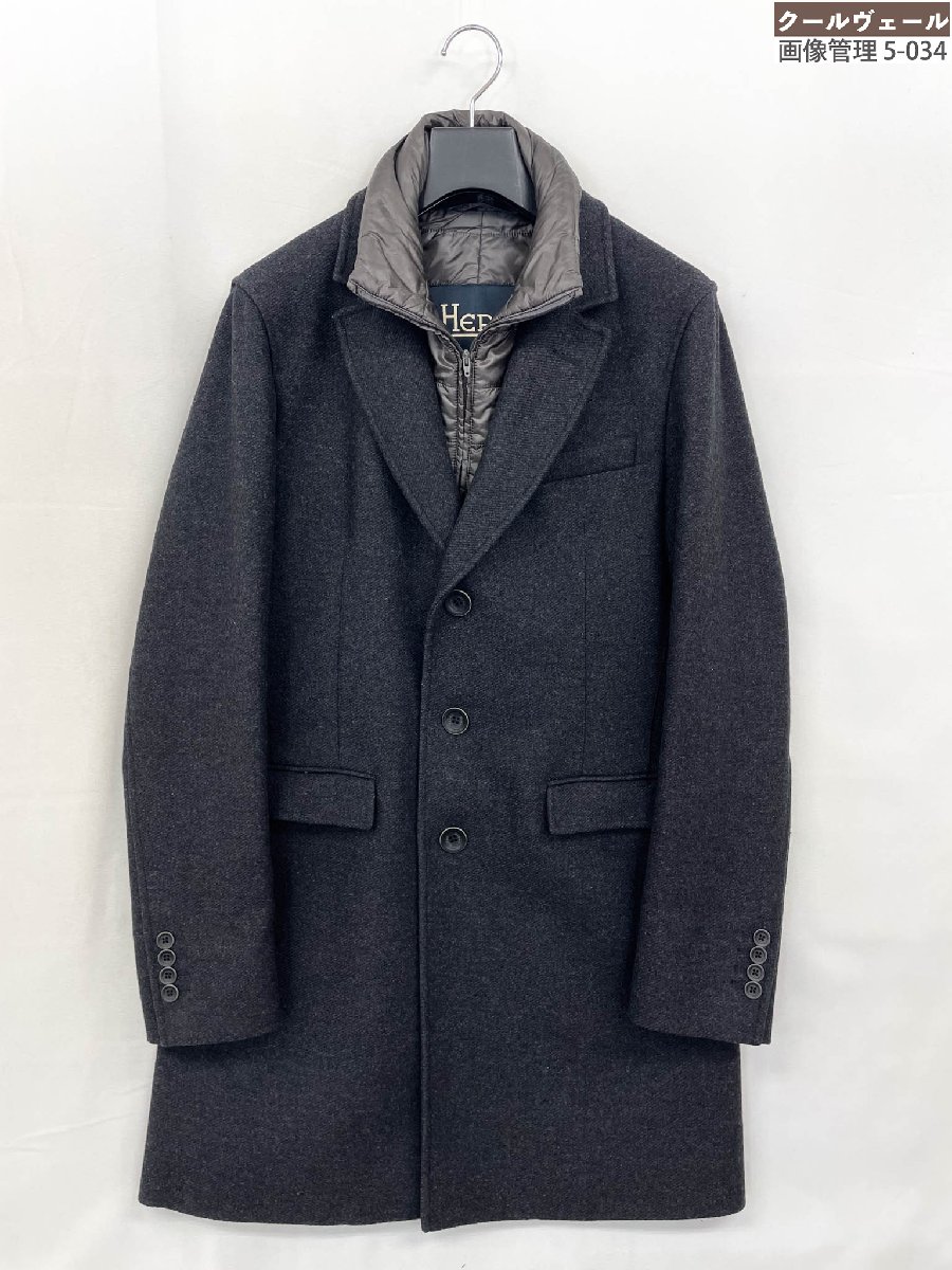 超美品【地獄ノ HERNO】CA0045U-39601-9480 ラインドライブ付き添い人 チェスターコート (メンズ) size48 濃灰色薄墨色 イタリア製 ★40MWB0095★ 【中古】