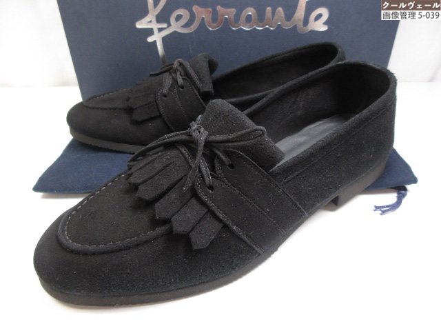 未使用【フェランテ FERRANTE】スエードレザー ローファー (メンズ) size24～24.5相当 ブラック ★37MZB0594★　【中古】｜クール・ヴェール 店
