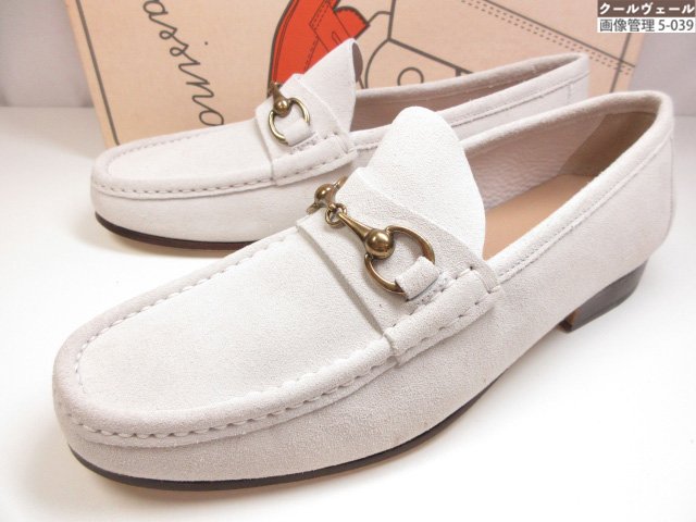 未使用【il mocassino イルモカシーノ】イタリア製 スエードレザー ホースビットローファー (メンズ) size40 ホワイト ★37MZB0567★　【中古】｜クール・ヴェール 店