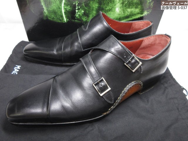 超美品 【マグナーニ MAGNANNI】 オパンケ製法 レザー キャップトゥ ダブルモンクストラップ (メンズ) size40 ブラック ★37MZB0616★　【中古】｜クール・ヴェール 店