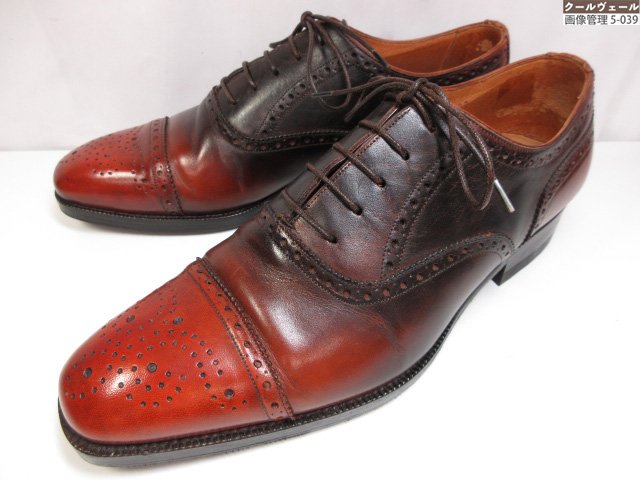 超美品【J.A.Ramis ジェーエーラミス】セミブローグ レザーシューズ 内羽根 (メンズ) size5.5 ブラウングラデーション ★39MZB0680★ 【中古】|クール・ヴェール 店