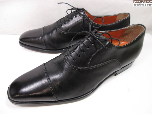 美品【サントーニ SANTONI】キャップトゥ 内羽根 6アイレット レザーシューズ (メンズ) size6.5F ブラック ◎37MZB0742◎　【中古】｜クール・ヴェール 店