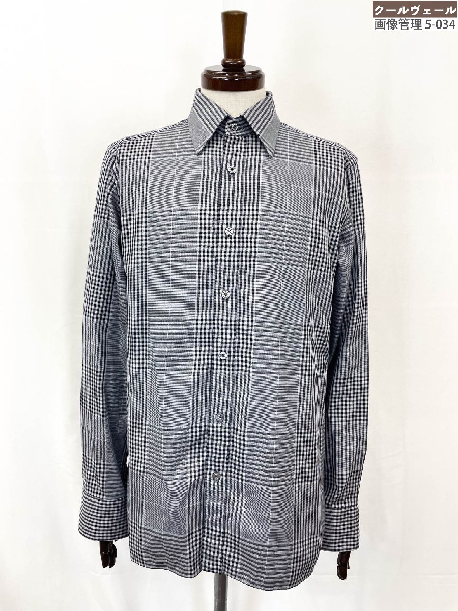 美品【トムフォード TOMFORD】コットン100% 長袖シャツ チェック柄 (メンズ) size41-16 グレー ◎35MKB0343◎ 【中古】|クール・ヴェール 店
