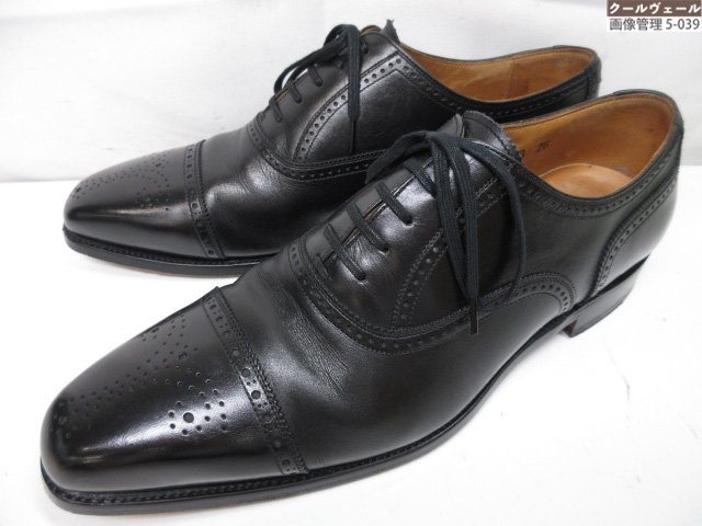 超美品【スコッチグレイン】TH893 セミブローグ レザーシューズ 内羽根 トゥスチール付き (メンズ) size26cm ブラック ◎39MZB0784◎ 【中古】|クール・ヴェール 店