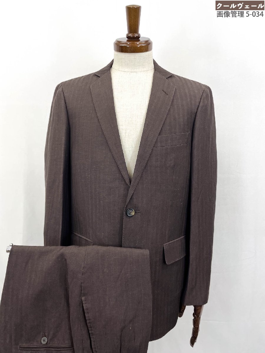 美品【ブルックスブラザーズ BROOKS BROTHERS】2B ヘリンボーン カノニコ生地 リネン混 スーツ REGENT FIT(メンズ)40SHT 34W 茶◎35MSB1016 【中古】|クール・ヴェール 店