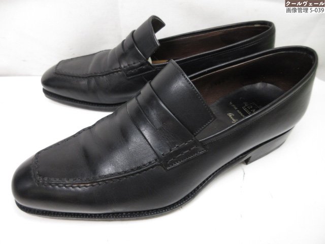 美品【カルミナ CARMINA】レザーコインローファー スリッポン (メンズ) size6.5 ブラック ◎37MZB0787◎　【中古】｜クール・ヴェール 店