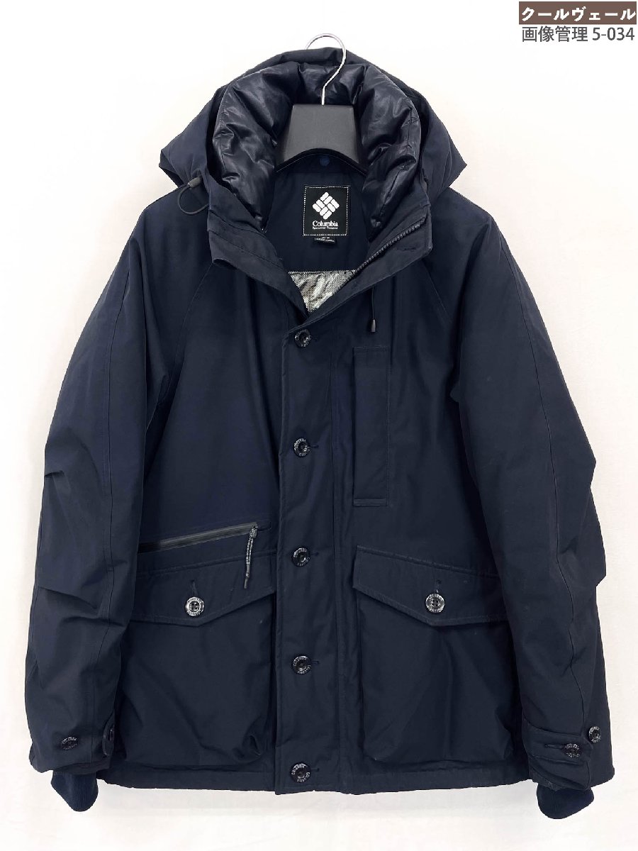 美品【コロンビア】220 PM0182 BLACK LABEL/Roe Path Jacket/ダウンジャケット (メンズ) M ネイビー 取り外し可能な襟付き ◎32MBB0133◎　【中古】｜クール・ヴェール 店