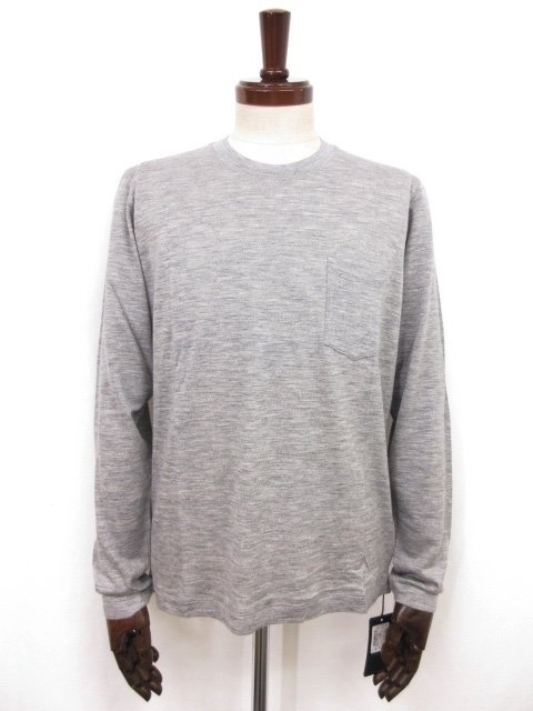 未使用【ザノーネ ZANONE】812431 ZM211 Z4872 定価34100円 ウール100％ クルーネック ロンT 長袖ニットソー (メンズ) 52 灰色◯10ZZN0698　【中古】｜クール・ヴェール 店