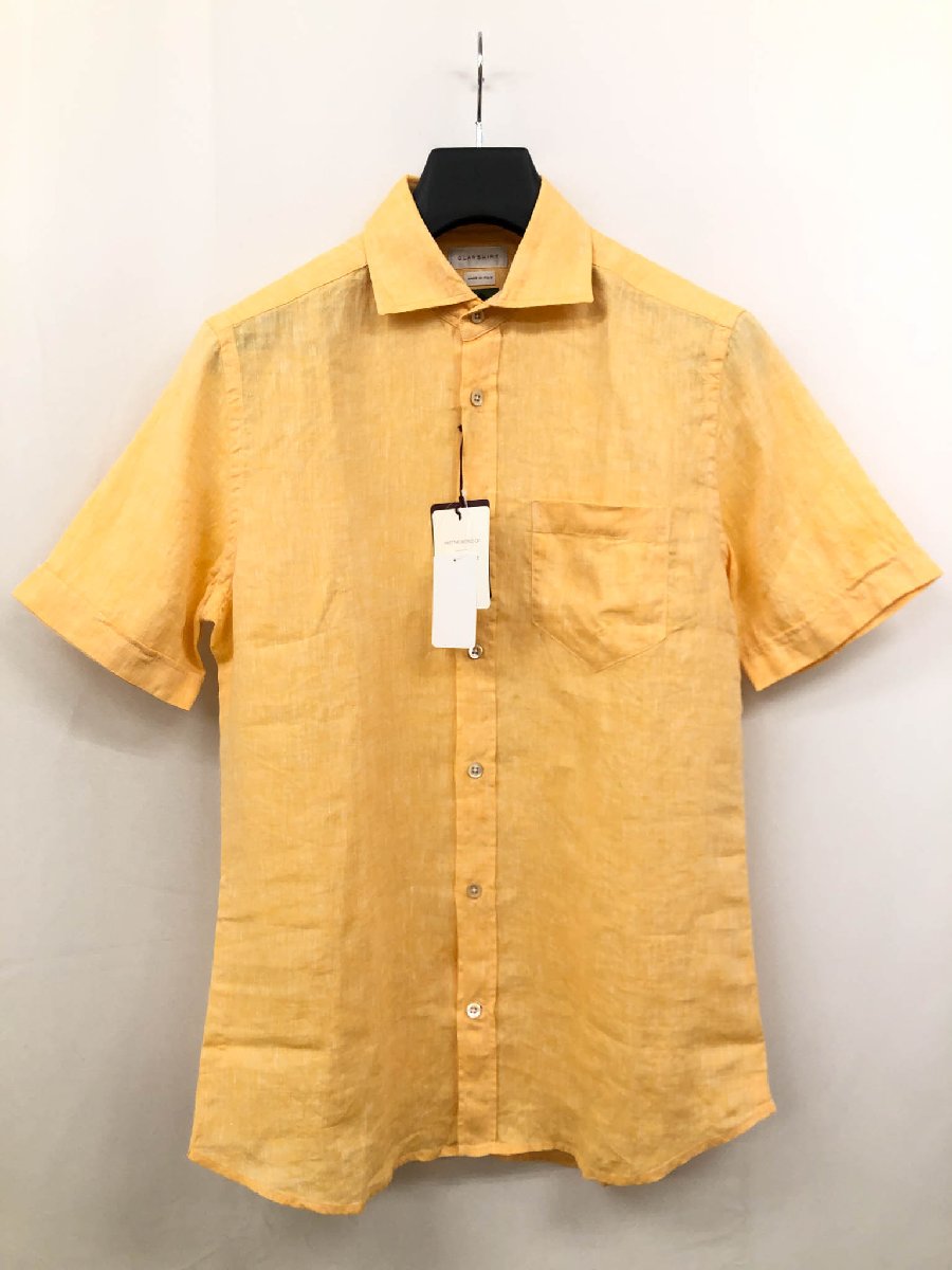 未使用【グランシャツ GLANSHIRT】5XED0T G7045 300 定価42900円 リネン100％ 半袖シャツ (メンズ) size38 オレンジ系 伊製 ◇17GRS282◇【中古】｜クール・ヴェール 店