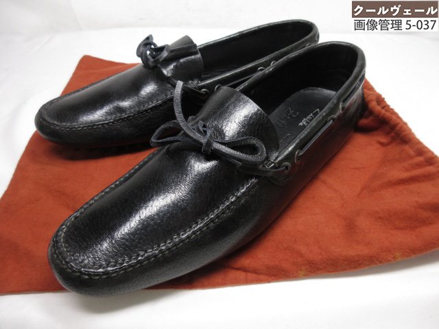 極美品 【Zintala ジンターラ】 U手当て スリッポン なめし革 ドライビングシューズ 成人男性靴 (メンズ) size42 黒いこと ★37MZA8857★ 【中古】 靴-ビジネスシューズ-メンズ靴