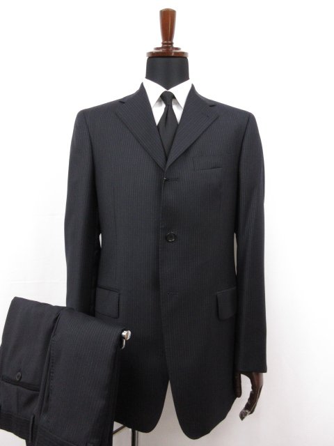 未使用【TAGLIATORE NAPOLI 1939 タリアトーレ】 SUPER100's 3ボタン スーツ (メンズ) 46 ネイビー系 ストライプ 伊製 TA700/18◯27SLJ0643　【中古】｜クール・ヴェール 店