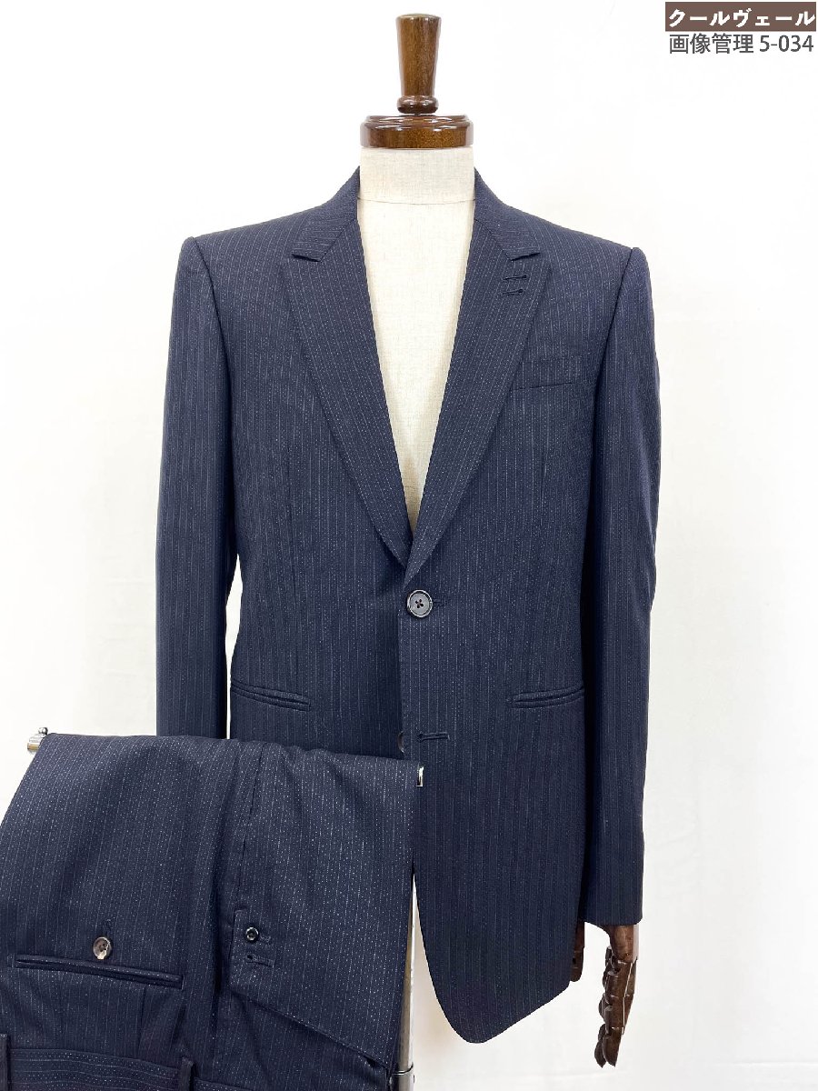 美品【極点スミス寄せあわせ】S0-07010 絨毛100％ シングル2名取り草 背広 (メンズ) sizeL 米国海軍系 縞模様織柄 ★35RMS3589★【中古】 スーツ-メンズファッション