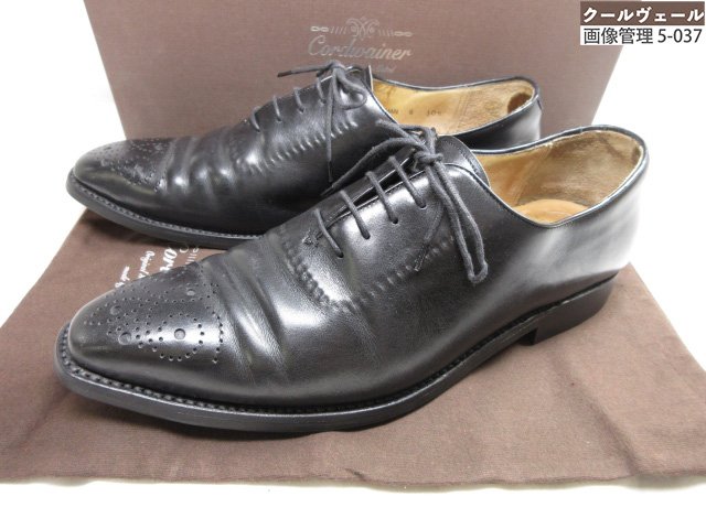 【コードウェイナー Cordwainer】 FREEMAN 無償性マンホール撥ね除ける 5はと目 なめし革 成人男性靴 (メンズ) size8 黒いこと ★37MZA9188★ 【中古】 メンズ靴-ビジネスシューズ-靴