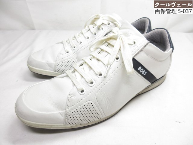 美品 【ボス BOSS】 50471262 ローカットスニーカー 7アイレット シューズ レザー 紳士靴 (メンズ) size42 ホワイト★37MZA9283★ 【中古】