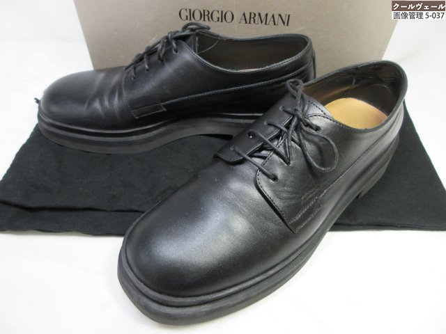 【未使用に近い】ジョルジオアルマーニ レザー シューズ　保存袋 箱付き　38 未使用に近い】ジョルジオアルマーニ レザー シューズ 保存袋 箱