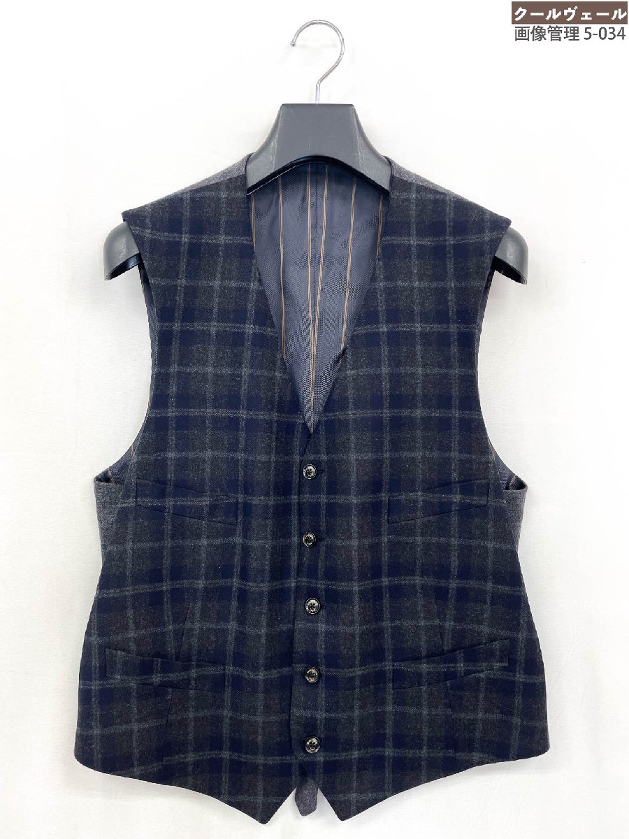 超美品【エルメネジルドゼニア ZEGNA】GLT ジレ より良い 読み合わせる柄 カシミヤ5％混生地 (メンズ) 7-54C ブラックウォッチ風 ★32MJB0055★ 【中古】