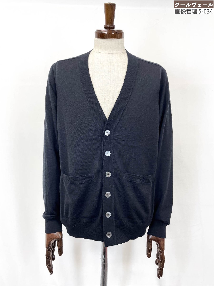 超美品【ダン吸血鬼 dunhill】カシミール100％ Vのど首 長袖編み物ジレー (メンズ) sizeS 黒いこと イタリア製 ★33MNB0018★【中古】