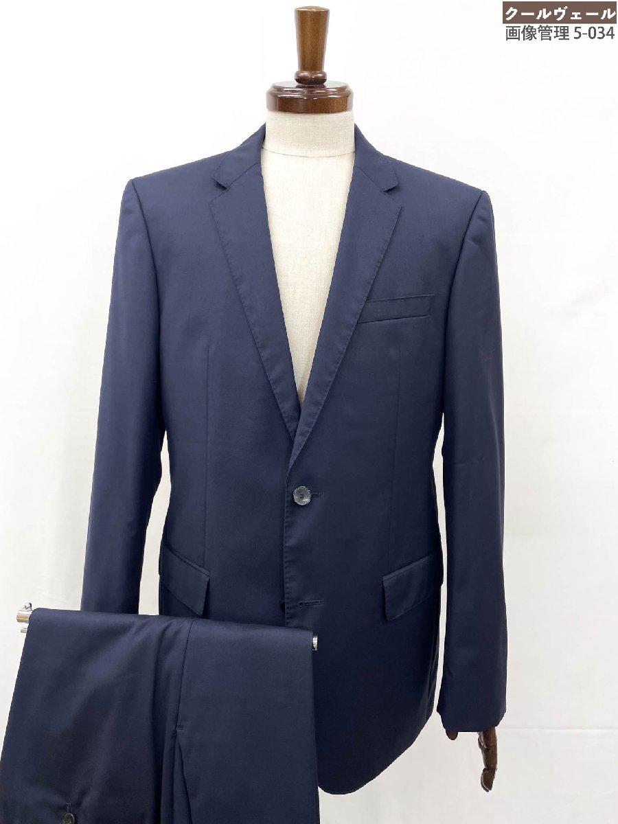 【BOSS ヒューゴボス HUGO BOSS】Super120&rsquo;S シングル2ボタン 紺無地 スーツ グアベロ生地 (メンズ) size50 ネイビー ◎35MSB0811◎【中古】｜クール・ヴェール 店