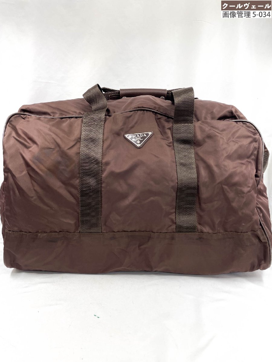 【プラダ PRADA】トライアングルロゴプレート ナイロン ボストンバッグ (メンズ) ブラウン ◎11MGB0139◎【中古】|クール・ヴェール 店