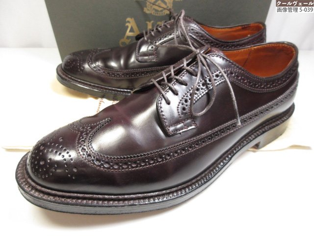 極美品 【オールデン ALDEN】 975 フルブローグ ロングウィングチップ コードバン なめし革シューズ (メンズ) 9D バーガンディ系 ★37MZB0228【中古】