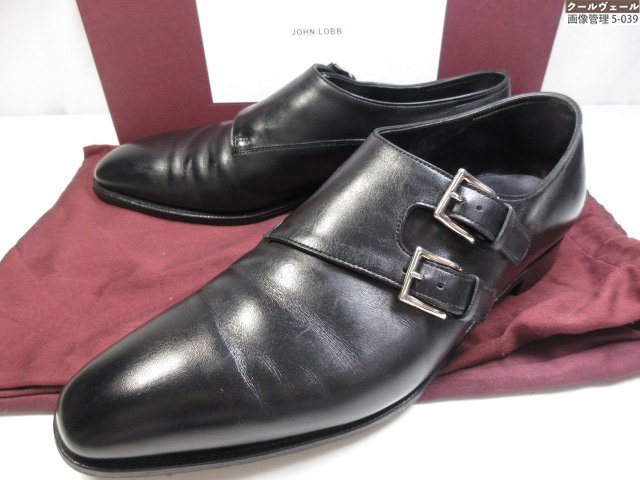 美品 【ジョンロブ JOHN LOBB】 704180L 教会堂 CHAPEL Wモンクストラップシューズ (メンズ) size8E8000 黒いこと ★37MZB0240★【中古】
