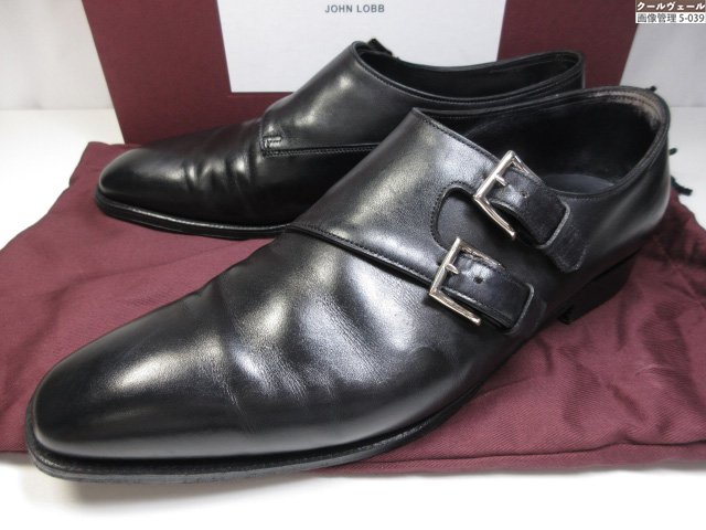美品 【ジョンロブ JOHN LOBB】 礼拝堂 CHAPEL Wモンクストラップシューズ (メンズ) size8E8000 黒いこと ★37MZB0238★【中古】