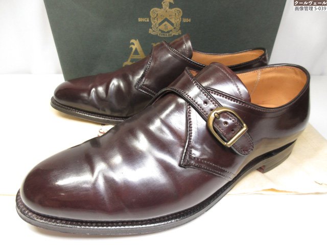 超美品 【オールデン ALDEN】 954 シングルモンクストラップ コードバン なめし革シューズ (メンズ) size9D バーガンディ系  ★37MZB0226★【中古】