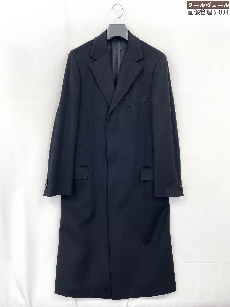 超美品【サルヴァトーレフェラガモ】K3585FA2 カシミヤ100％ チェスターコート 比翼名取り草 (メンズ)50/DROP7REG 黒 イタリア製 ★32MWB0055【中古】