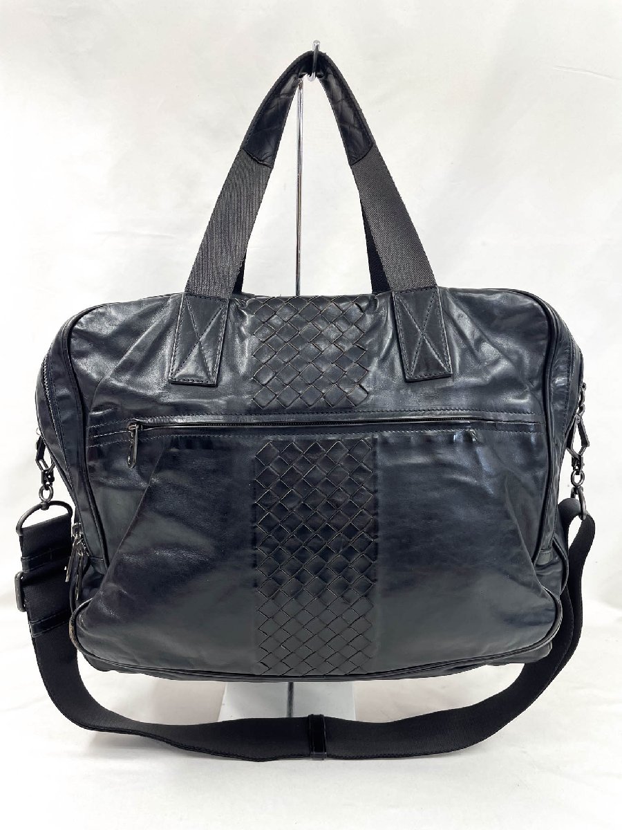 【ボッテガヴェネタ BOTTEGA VENETA】 B02030973V イントレチャート うつり変わりなめし革 2WAYショルダーバッグ (男女兼用)黒いこと ★11LGB0042★【中古】