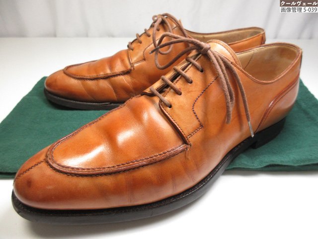 【クロ毛布＆ジョーズ CROCKETT\u0026JONES 】 NEWPORT シップス別注 U手当て外鳥毛なめし革シューズ  (メンズ) size6E 赤銅色 ★10MZB0224★【中古】