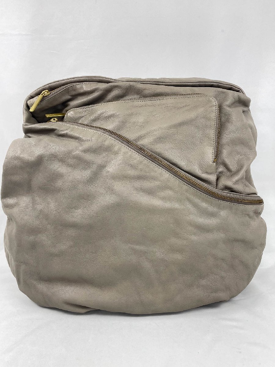 超美品 【報告 LUPO】 ナチュレレザー シボ うつり変わり一ショルダーバッグ 合切袋付き添い人 (メンズ) グレージュ系 ★11MGB0041★【中古】