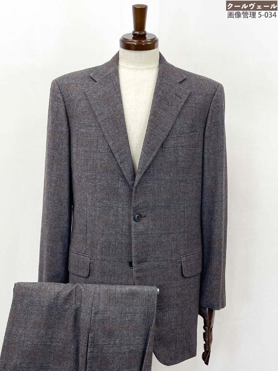 美品【ベルベスト トゥモローランド】N200100230 3 3B段返り グレンチェック カシミア混 Super100’s スーツ (メンズ)50/7R 灰 ★35MSB0361【中古】|クール・ヴェール 店