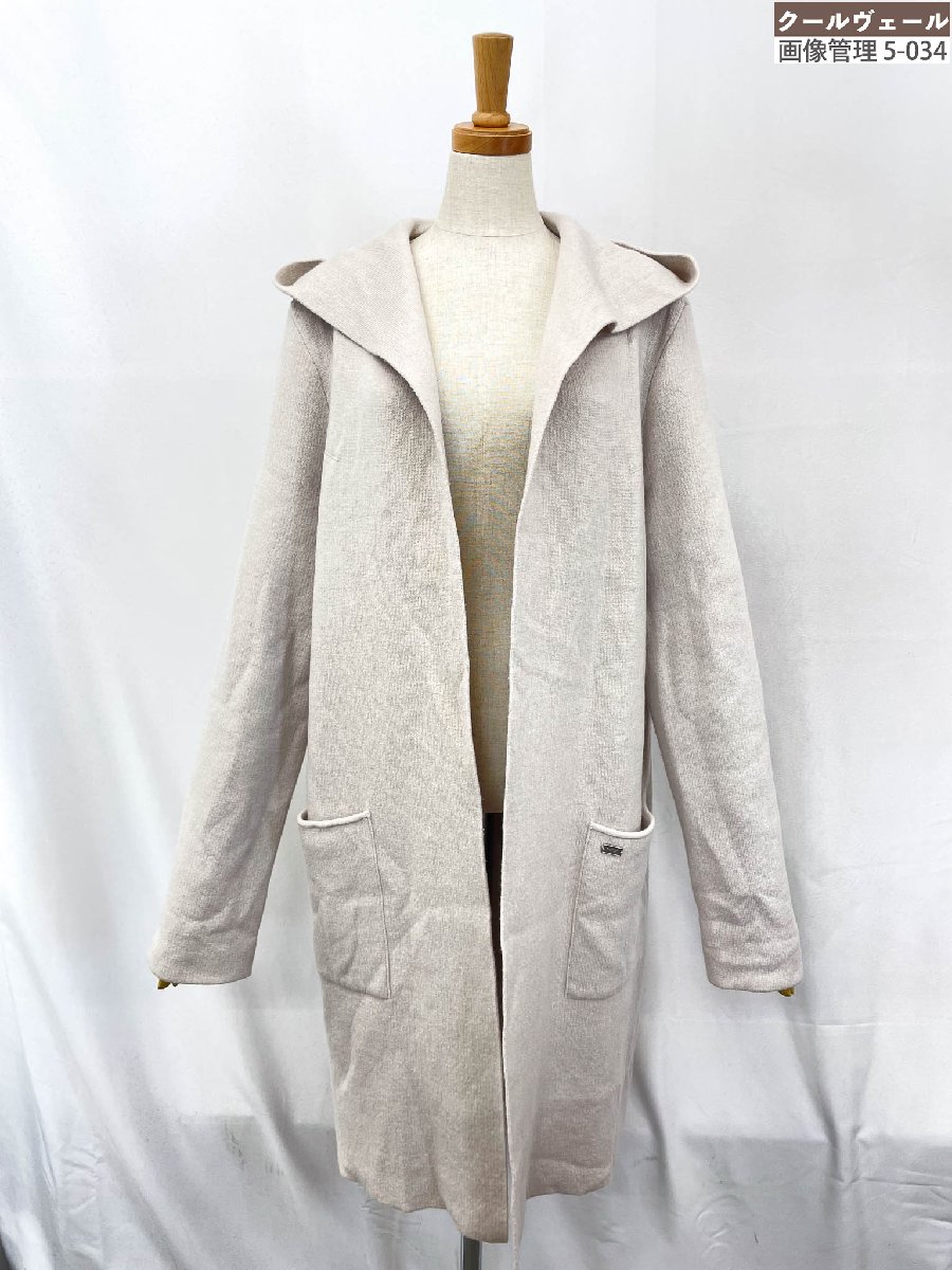 超美品【フォクシー FOXEY】カシミヤ100% フード付 ロングカーディガン (レディース) sizeM~L相当 ベージュ系 40390-KAJ0A01L0★33LNB0023【中古】|クール・ヴェール 店