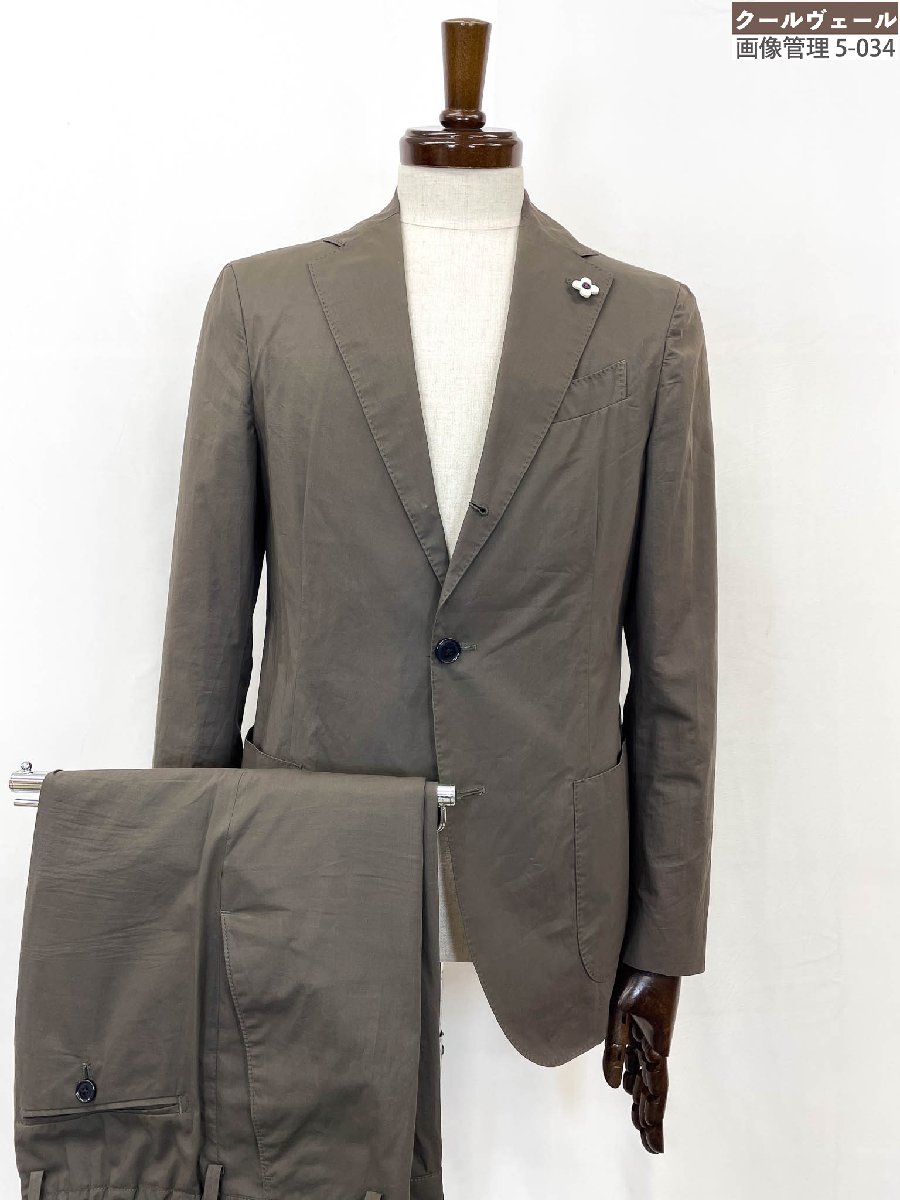 【ラルディーニ LARDINI】 JM031AQ-52 3名取り草段返り 無地 セットアップ背広 (メンズ) size44/7REG 赤銅色薄墨色系 ★35MSB0301★【中古】