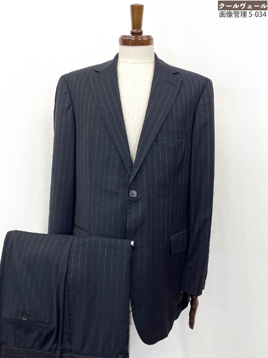 【BOSS ヒューゴボス HUGO BOSS】羊毛100％ シングル２名取り草 縞模様柄 背広 (メンズ) size50 米国海軍 ★35MSB0321★【中古】