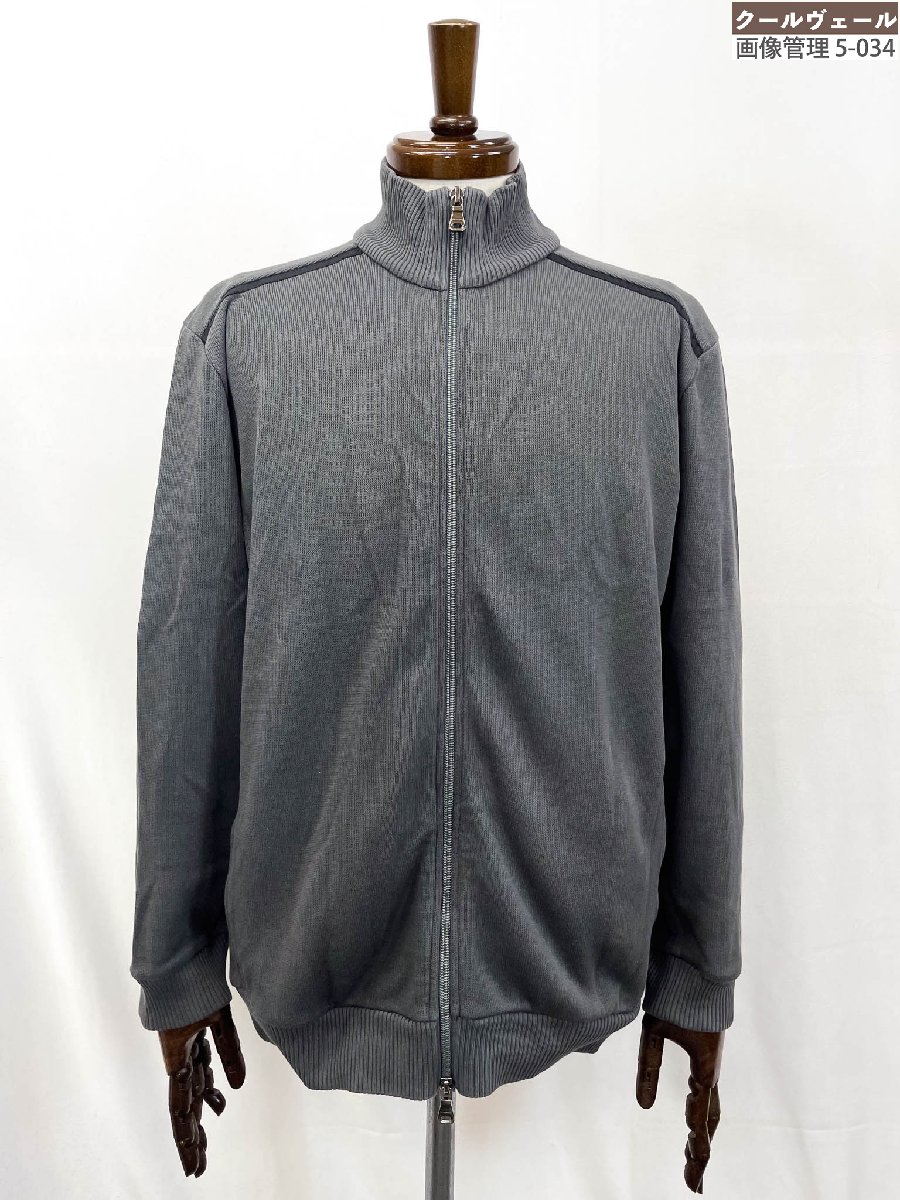 超美品【BOSS ヒューゴボス HUGO BOSS】 綿織物100％ ダブルジップニット 上衣 (メンズ) sizeL ミディアムグレー系 ★33MNB0075★【中古】