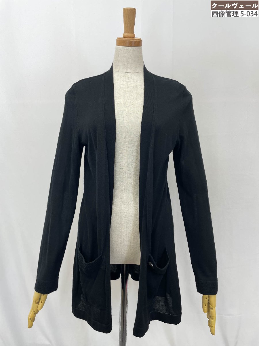 美品【FOXEY フォクシー】 35663-KSJFI01MY 編み物 エアリーロングカーディガン (レディース) sizeS~M好いかげんに 黒いこと ★33LNB0053★【中古】
