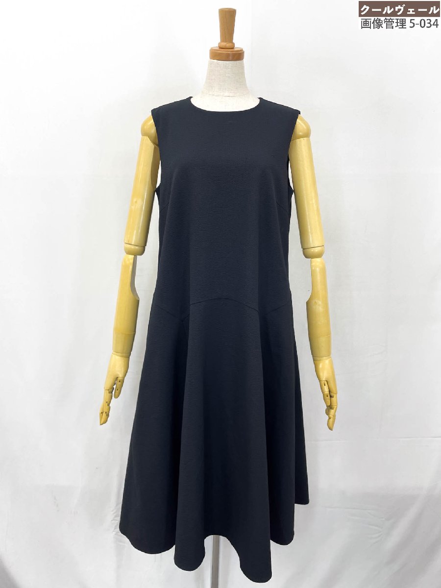超美品【エムプルミエブラック】 ポリエステル シアサッカー生地 ノースリーブワンピース（レディース） size38 ブラック★40LOB0011★【中古】｜クール・ヴェール 店