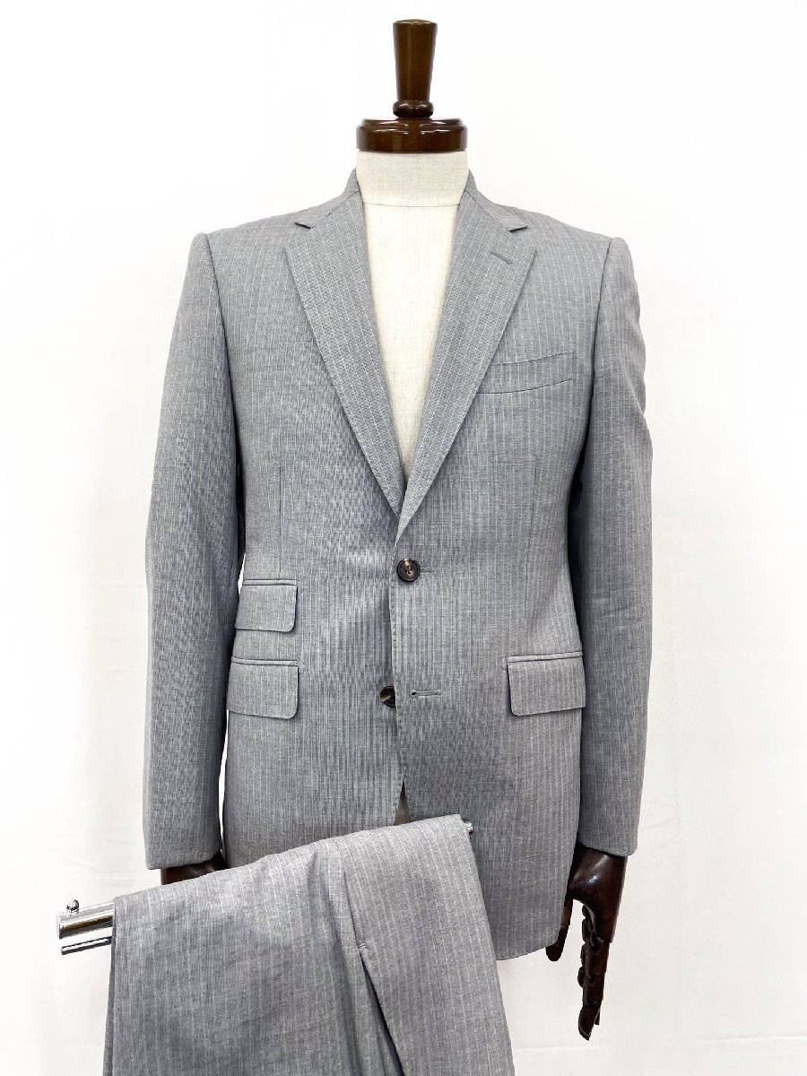 超美品【麻布テーラー azabu tailor】ウール100% 2ボタンスーツ ストライプ柄 (メンズ) size042A/076 ライトグレー ★35MSB0531★【中古】|クール・ヴェール 店