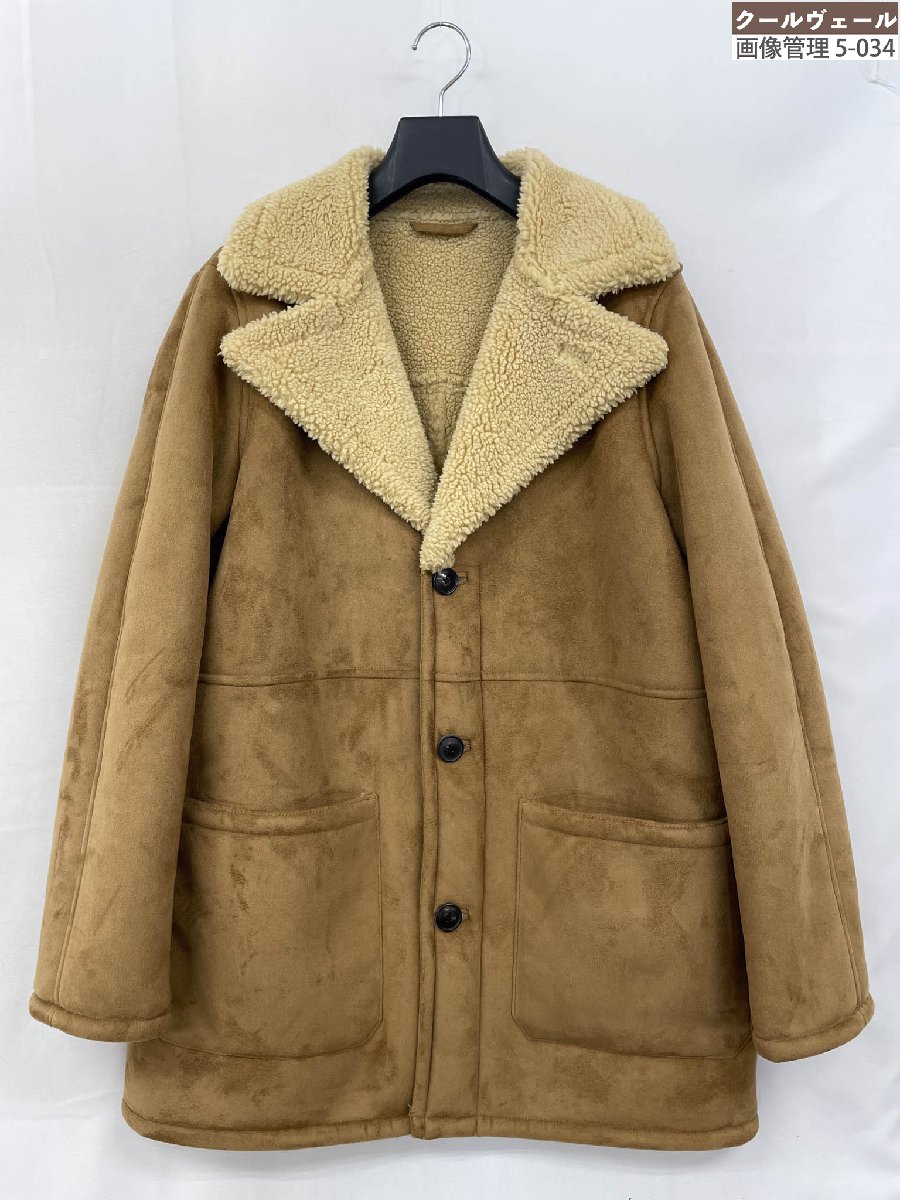 超美品【バナナリパブリック BANANA REPUBLIC】フェイクムートンレザー ブルゾン (メンズ) sizeL キャメルブラウン ★37MBB0108★【中古】｜クール・ヴェール 店