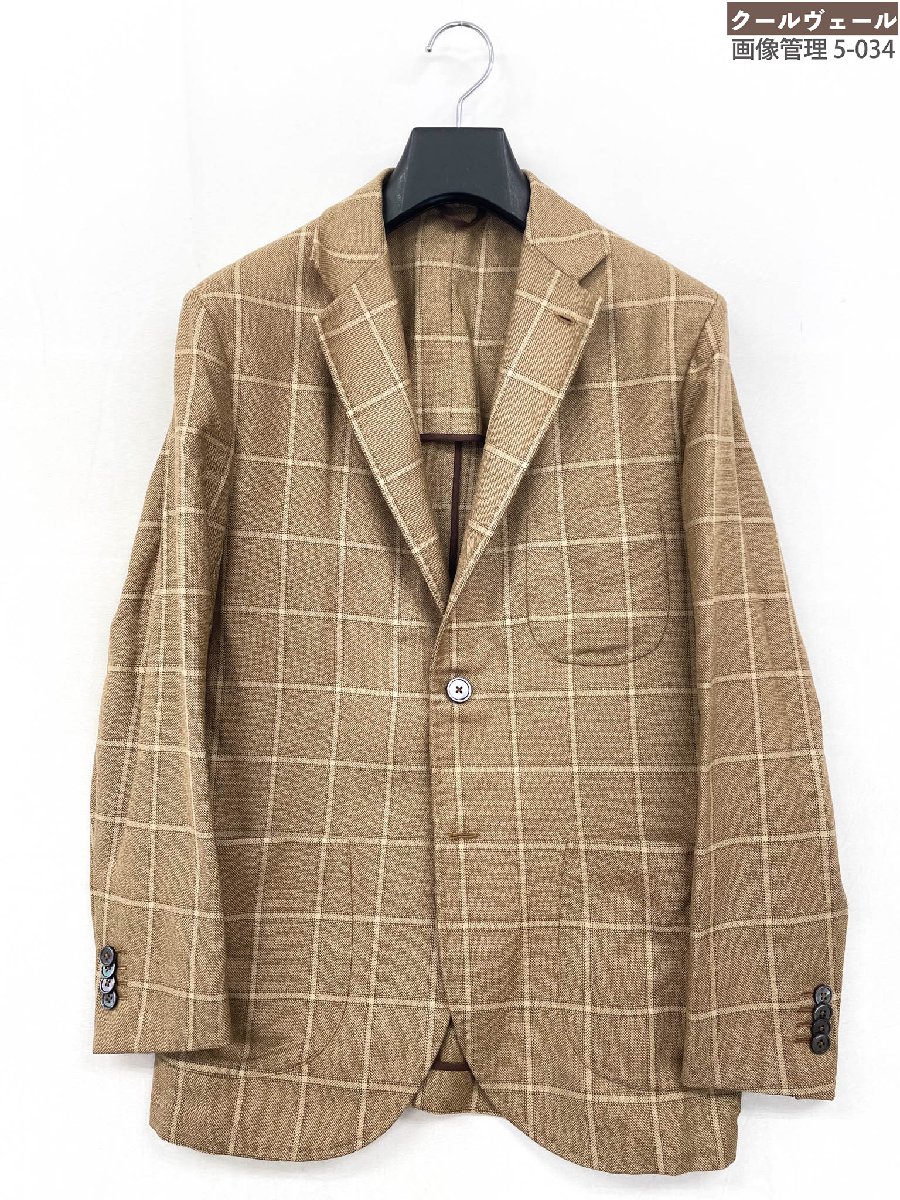 超美品【マリオムスカリエッロ】1122-343-3277 ウール100％生地 2B ジャケット 格子柄 (メンズ) 44～46程度 ブラウン ◎32MJB0468◎【中古】｜クール・ヴェール 店