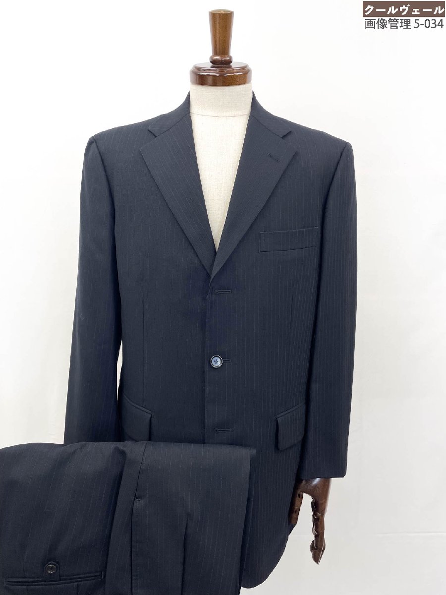 超美品【ポールスチュアート Paul Stuart】4ND57-356-29 3ボタン段返り ストライプ柄 スーツ (メンズ) sizeAB6 ブラック ◎40MSB0839◎【中古】|クール・ヴェール 店