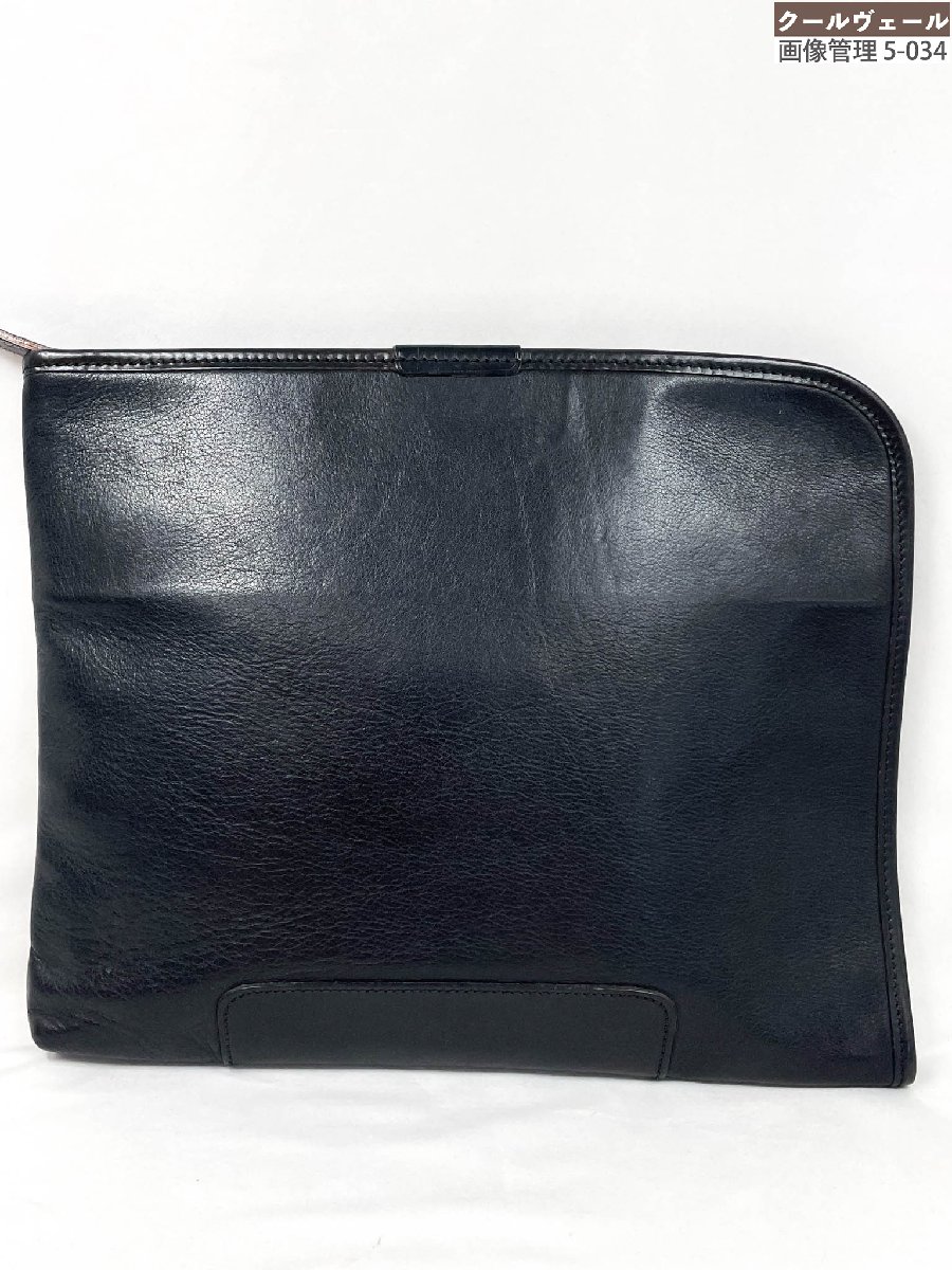 【エフクリオ F.CLIO】レザークラッチバッグ L字ファスナー (メンズ) ブラック ◎11MGB0125◎【中古】|クール・ヴェール 店